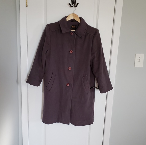 VINTAGE LUBA PARIS Dark Mauve 100% Wool Coat - Picture 1 of 8
